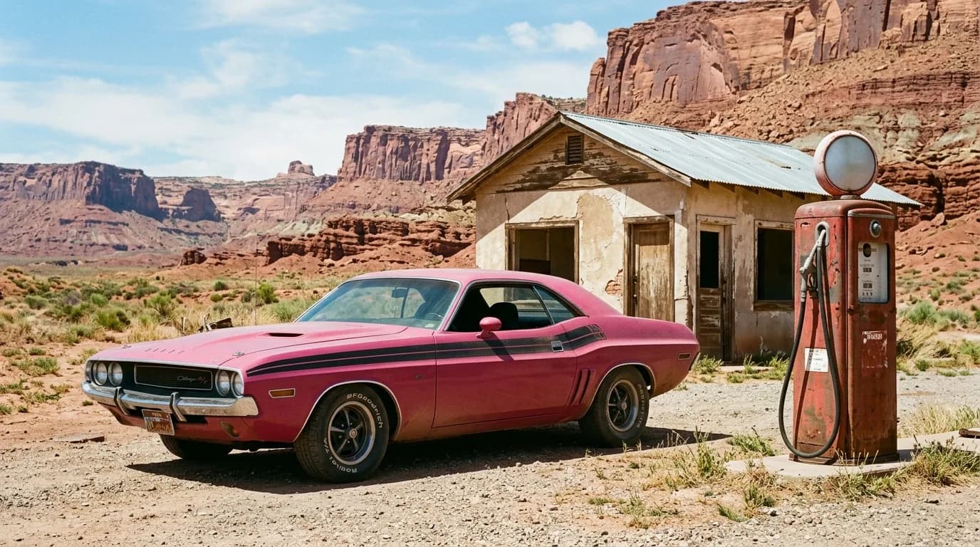 An abandoned filling station out in the red rock desert is about the only backdrop that can compete with a High Impact paint job.