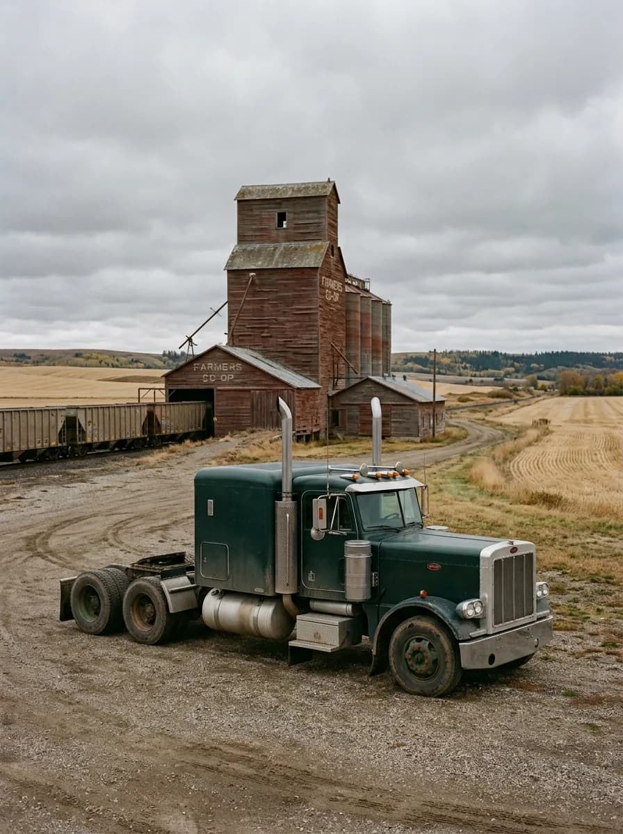 Parked next to a hundred-year-old grain elevator, this is exactly the kind of route a 359 was built to run.